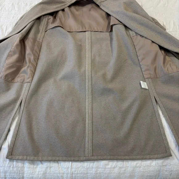 OAK + FORT Women’s Double Faced Belted Coat, Khaki, Size Medium - Picture 5 of 9